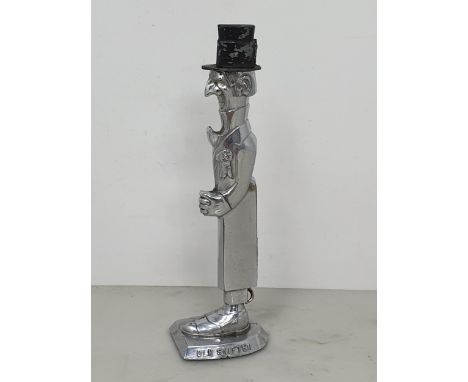 A chrome Demley's 'Old Sniffer' standing Bottle Opener, and a Corkscrew on weighted base and removable top hat, 6.5in H  The 
