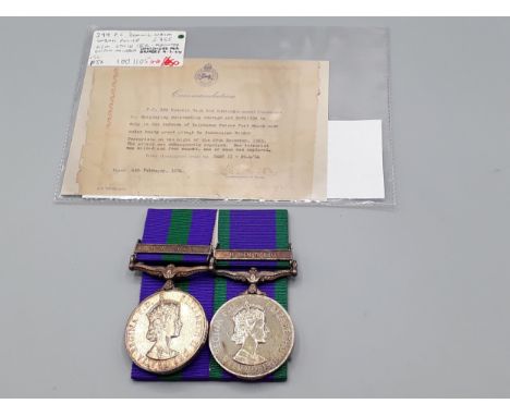 Pair; General Service Medal with 'Brunei' Clasp and Campaign Service Medal with 'Borneo' Clasp engraved to 399 Police Constab