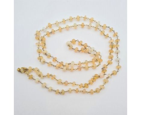 An Opal Bead Necklace on silver gilt clasp and silver gilt links between beads, approx 90cms long 