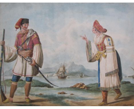 ATTRIBUTED TO LUIGI DEL GUIDICE (1777-1816). A pair of Italian traditional costume studies-'Donna de Paese di Collelungo, Pro