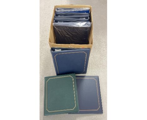 A box of 9 empty (new) ring binders for filing assorted ephemera. 