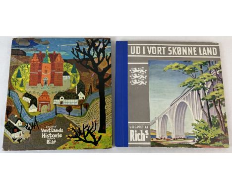 2 vintage Danish Rich's collectors card albums - full. 'Outside our Beautiful Country' from 1935 together with 'Our Lands His