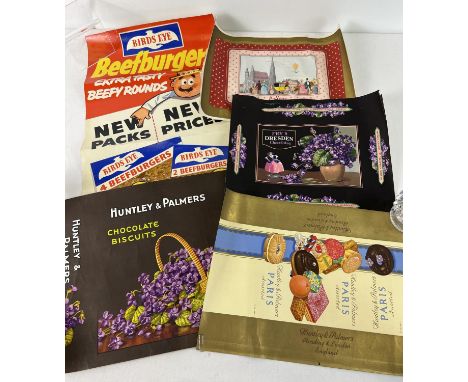 10 assorted vintage advertising posters, mostly for biscuits and chocolate. To include Huntley &amp; Palmers, Cadbury's, Fry'