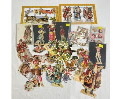A collection of assorted Victorian & vintage loose paper scraps, to include pug dogs, Christmas themed and angels. 
