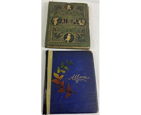 2 vintage scraps albums containing assorted scraps and greetings cards (some loose). A green Victorian design album with gilt