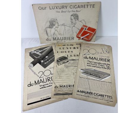 A collection of original artwork from du Maurier, vintage cigarette advertising boards. Largest approx. 33.5cm x 51cm. 