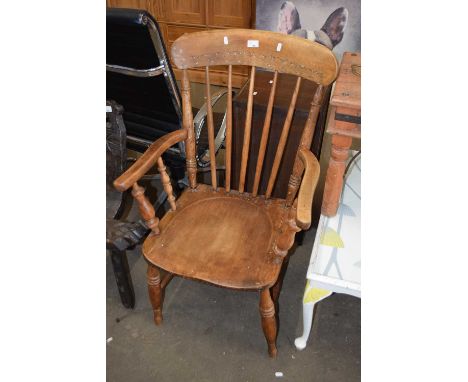 A pine stick back chair