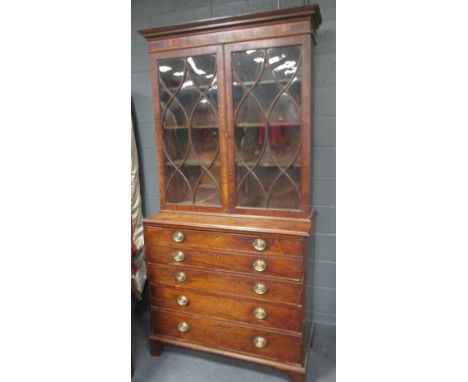 A Regency mahogany secretaire bookcase, 242 x 121 x 58cm  