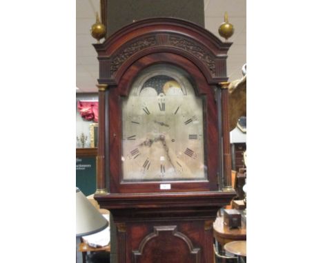 Thomas Oldmeadow, Lynn, a George III mahogany cased longcase clock, five pillar movement, moonphase to arch, signed above, se