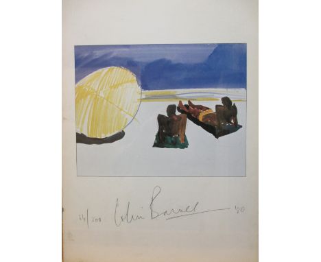 Colin Barnes (British, 20th Century), Two men sunbathing, signed lower right "Colin Barnes '80" and numbered 64/300, lithogra