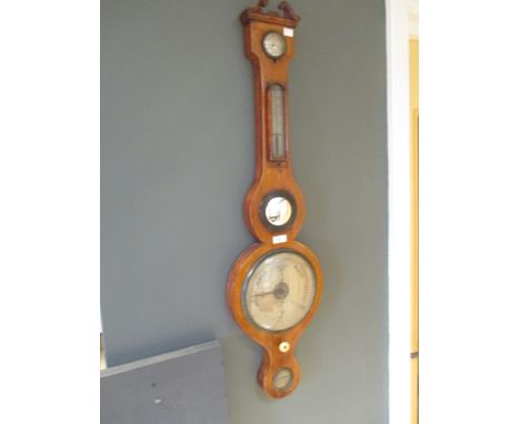 S Salkind, Norwich, a mahogany banjo cased barometer, 97cm high  