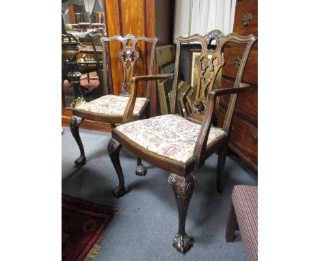 A set of six Edwardian 'Chippendale' design dining chairs (6)  