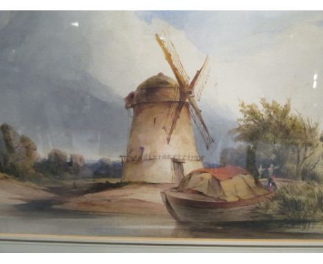 English School (19th Century), landscape with a stream, watercolour; a pencil sketch of trees, on two sheets on buff paper, 2