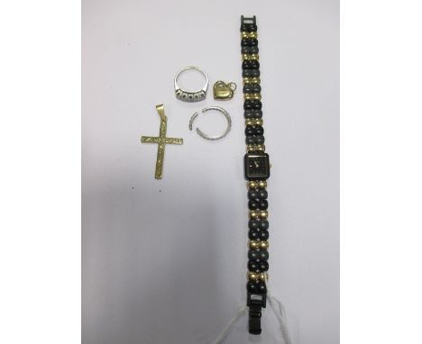 A small collection of diamond and other jewellery, to include a five stone diamond and 14ct white gold ring, a heart pendant 