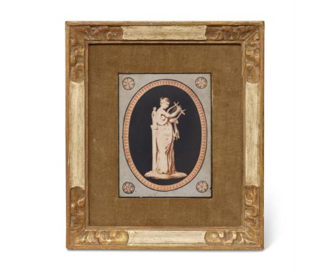 ‡ &nbspA STAFFORDSHIRE CERAMIC BLACK ENCAUSTIC-DECORATED RECTANGULAR PLAQUE  PROBABLY LATE 18TH CENTURY Painted in the Pompei