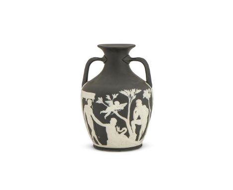 ‡ &nbspA WEDGWOOD (THOMAS LOVATT) BLACK JASPER PORTLAND VASE  CIRCA 1880 Of typical form and after the Antique original, the 