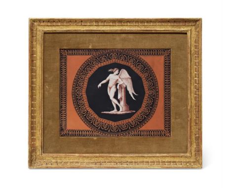 ‡&nbspA WEDGWOOD BLACK BASALT ENCAUSTIC-DECORATED RECTANGULAR PLAQUE  LATE 18TH CENTURY Painted in the Pompeiian taste with a