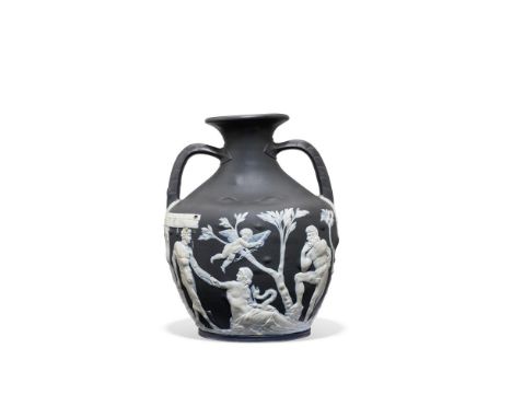 ‡&nbspA WEDGWOOD BLACK JASPER TRIAL 'FIRST EDITION' MODEL OF THE PORTLAND VASE  CIRCA 1789  The twin-handled black basalt urn