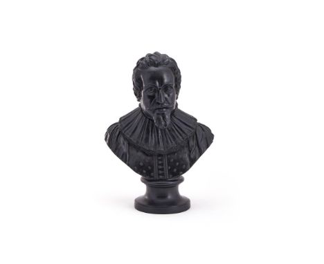 ‡ &nbspA WEDGWOOD BLACK BASALT BUST OF 'GROTIUS'  LATE 18TH CENTURY, AFTER THE MODEL BY MICHIEL JANSZOON VAN MIEREVELT (1566-