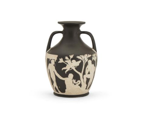 ‡ &nbspA WEDGWOOD BLACK JASPER PORTLAND VASE  PROBABLY CIRCA 1790  Of typical form and after the Antique original, the handle