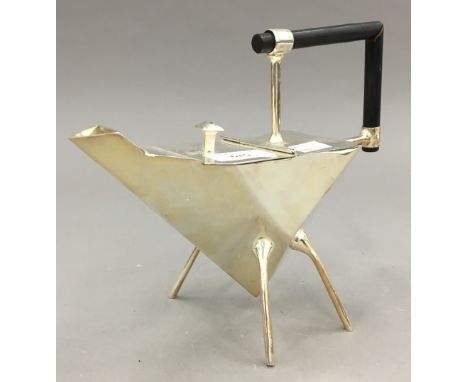 A silver plated Art Deco style teapot