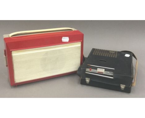 A Philips portable record player and a Philips recorder cassette player and a radio