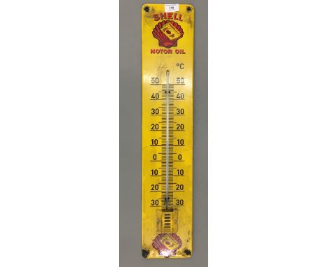 A Shell Motor Oil Thermometer enamel sign