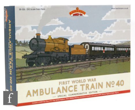 An OO gauge Bachmann 30-325 First World War Ambulance Train No. 40 Special Commemorative Edition set, comprising a GWR City C