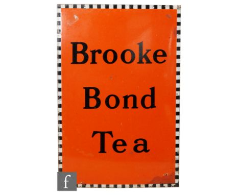 A Brooke Bond tea enamel sign, black on orange, 76cm x 51cm
