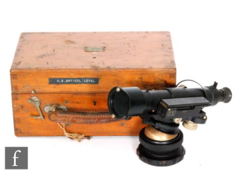 A boxed military issue Naval Construction Research Establishment, Rosyth optical level in a black finish compete with spanner