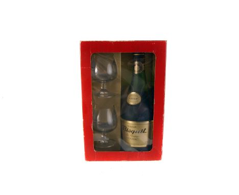 Three boxed vintage bottles of brandy, comprising Courvoisier, Martell V.S. fine cognac, and Bisquit V.S.O.P. (3) 