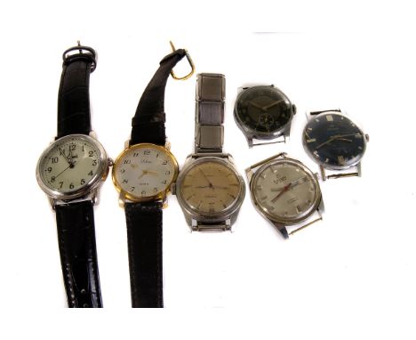 A collection of gentleman's wristwatches,  including a 1930s Judex example with 15 jewel manual wind movement, a 1950s Richar