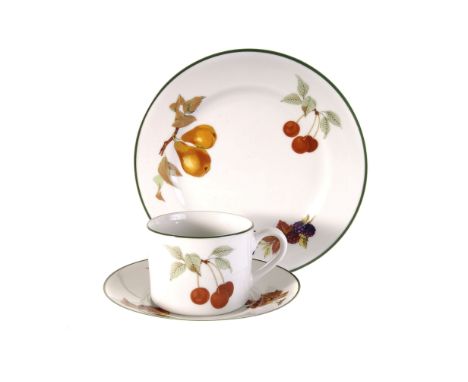 A small quantity of Royal Worcester porcelain Evesham Vale pattern items, including dinner and side plates, four cups and sau