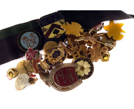 A collection of enamel badges, including a St John's Ambulance War Service badge, No. 4612, in box, a Primrose badge, a Clark
