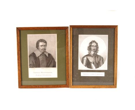 A collection of five antique portrait engravings and prints, one of Lord Nelson, one of Charles I and three others, all frame