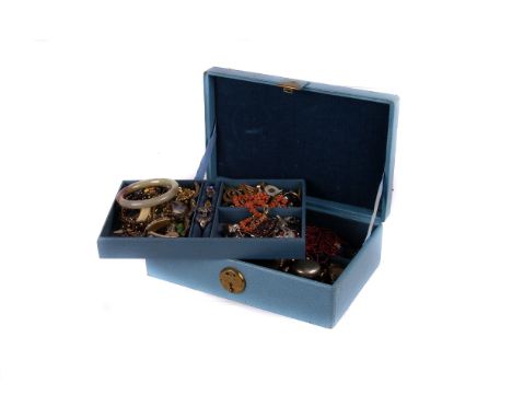 A collection of antique and costume jewellery,  Victorian and later, including a Bohemian garnet pendant and bangle, a Contin