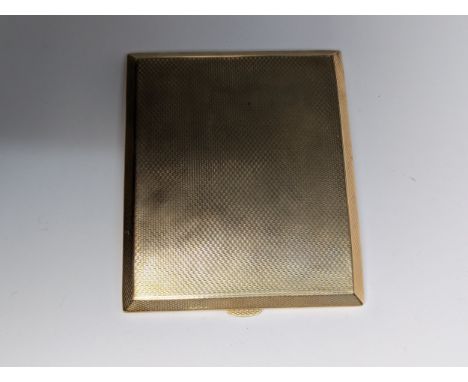 Edward VIII 9ct gold cigarette case, B&amp;S, Birmingham 1940, of rectangular form with engine turned decoration to each side