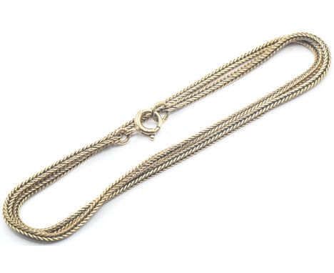 9ct gold foxtail link neck chain, jump ring hallmarked, length 385mm, 5.38 grams