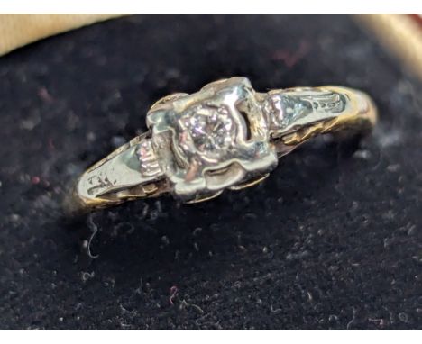 18ct gold, platinum and diamond ring, stamped PLAT 18, size K1/2, gross weight 2.32 grams