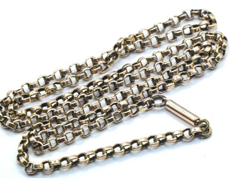Yellow metal belcher chain, tests positive for 9ct gold, with a base metal clasp tongue and jump ring, length 508mm, 7.48 gra