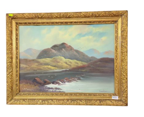 R A Murray (Irish C20th) oil on canvas of Loch Lomond, signed lower left, in ornate gilt frame 77 x 59cm