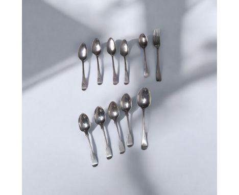 Assorted silver flatware, various makers and dates, including a set of four teaspoons, set of four coffee spoons, a dessert s