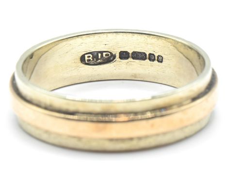 9ct bi-colour gold ring, London hallmarks, size Q1/2, 4.33 grams