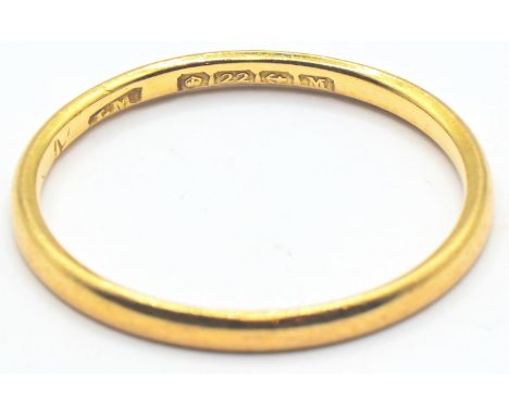 22ct gold band ring, Birmingham&nbsp;hallmarks, ring P1/2, 1.91 grams
