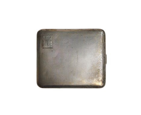 George V silver engine-turned cigarette case, J.M., Birmingham 1931, initialled to one corner, 9.5 x 8.5cm, gross weight 135.