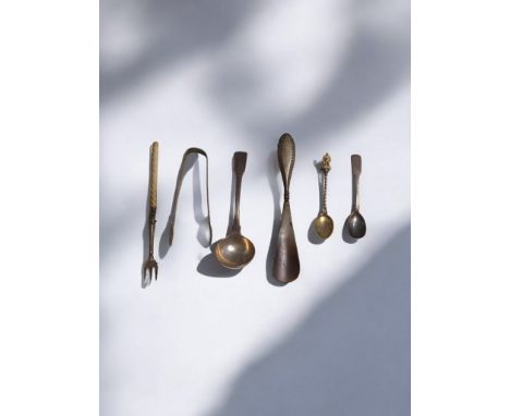 Assorted silver, comprising: a George III sauce ladle, George Smith (III) & William Fearn, London 1791; George III mustard sp