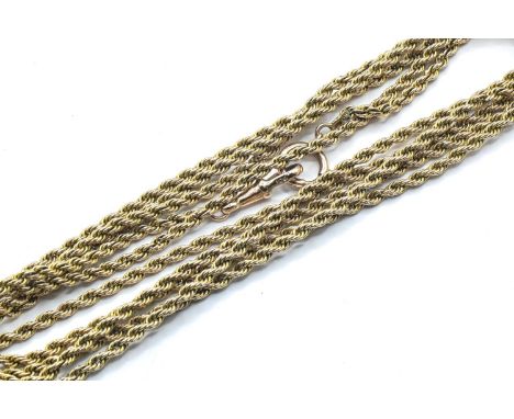 9ct gold rope twist chain, parrot clasp, jump ring and chain&nbsp; stamped 9CT, length 1,430mm,&nbsp;17.27 grams