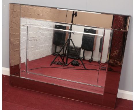 Art Deco style multi glass bevel edge wall mirror with coloured glass border.  