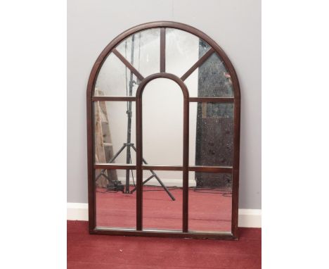 A multi-panel arched wall hanging window mirror. H: 105cm, W: 75cm.  