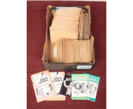 A box of 1980s Magigram and Abracadabra magic magazines.  